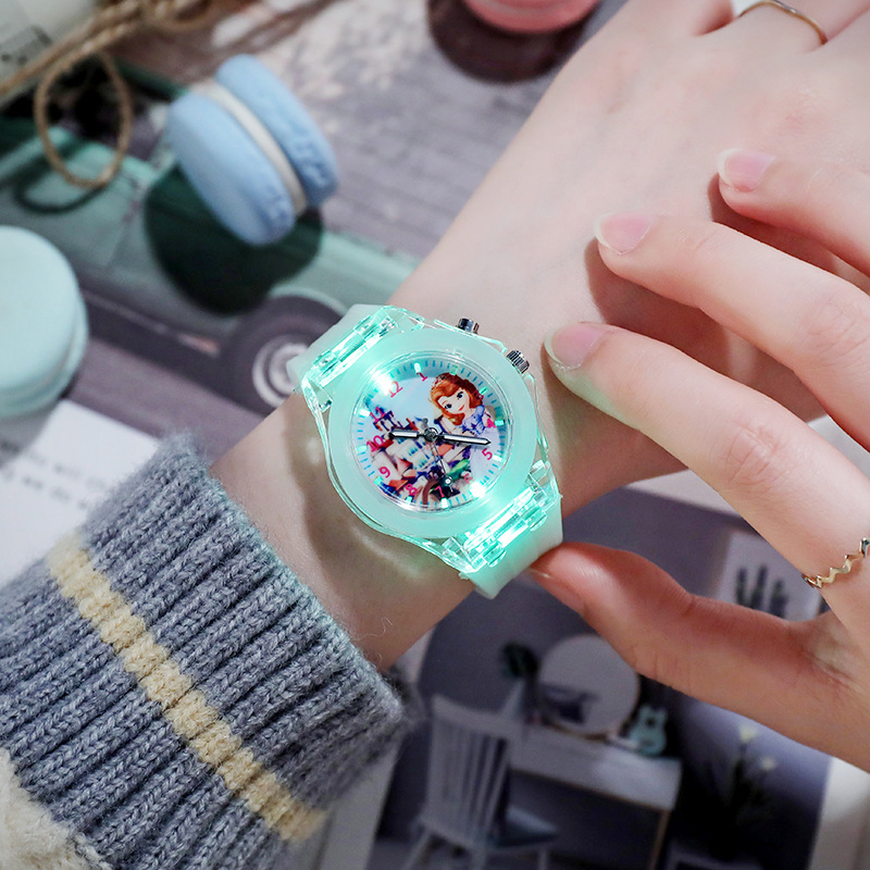 Silicone luminous cartoon children's watch, elementary school watch, girl's gift, cute style brand, Switzerland only looks at time