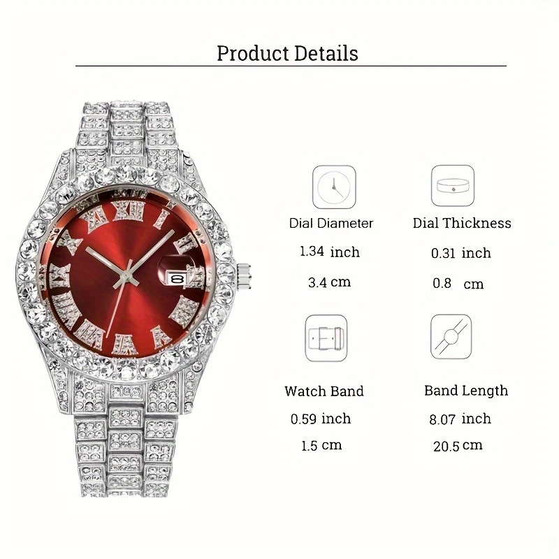 2 * PCS Hiphop men's watch wholesale, popular European and American high-end watches, men's diamond studded starry sky glass quartz watches