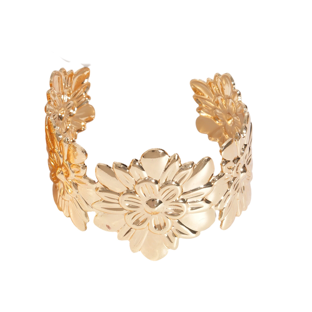 European and American metal patterned geometric flower bracelet with high-end temperament, fashionable and versatile design, handmade accessories for women
