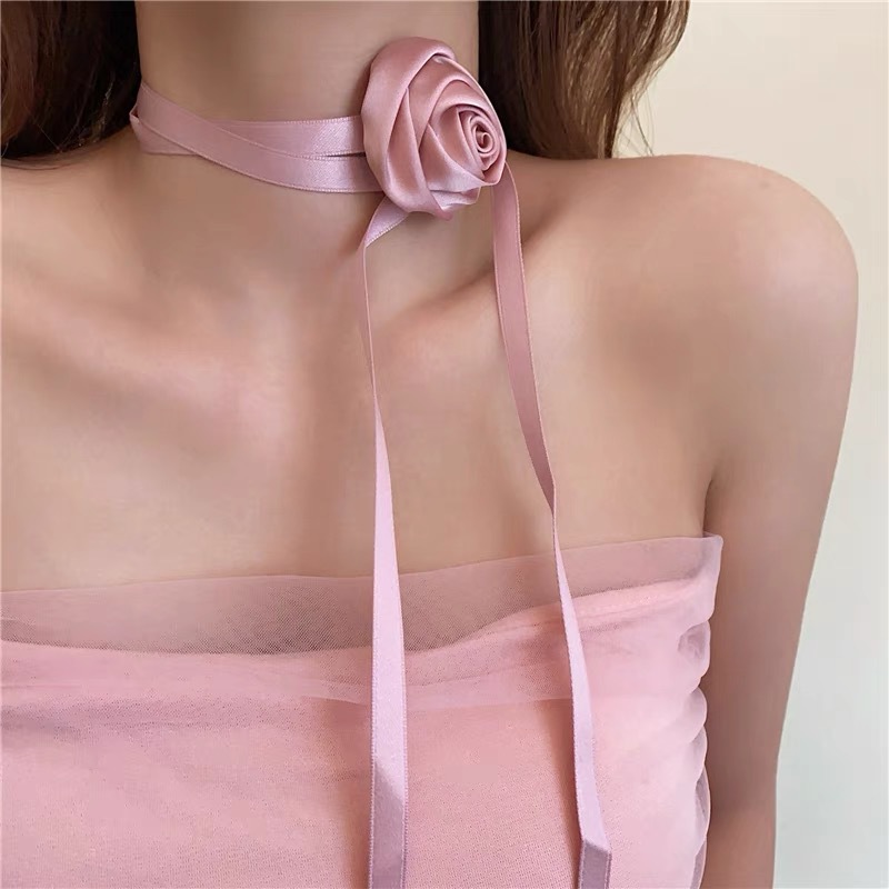 2 *PCS Rose Flower Braid Hair Tool Girl Hairband Neck Tie Necklace Hair Accessory Headwear Cross-border Hot Sale