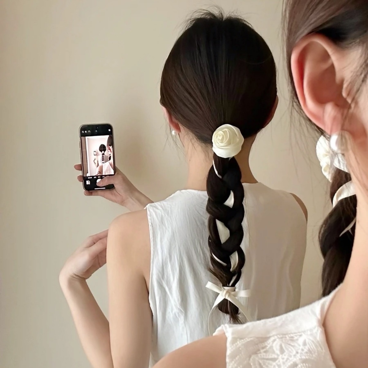 2 *PCS Rose Flower Braid Hair Tool Girl Hairband Neck Tie Necklace Hair Accessory Headwear Cross-border Hot Sale