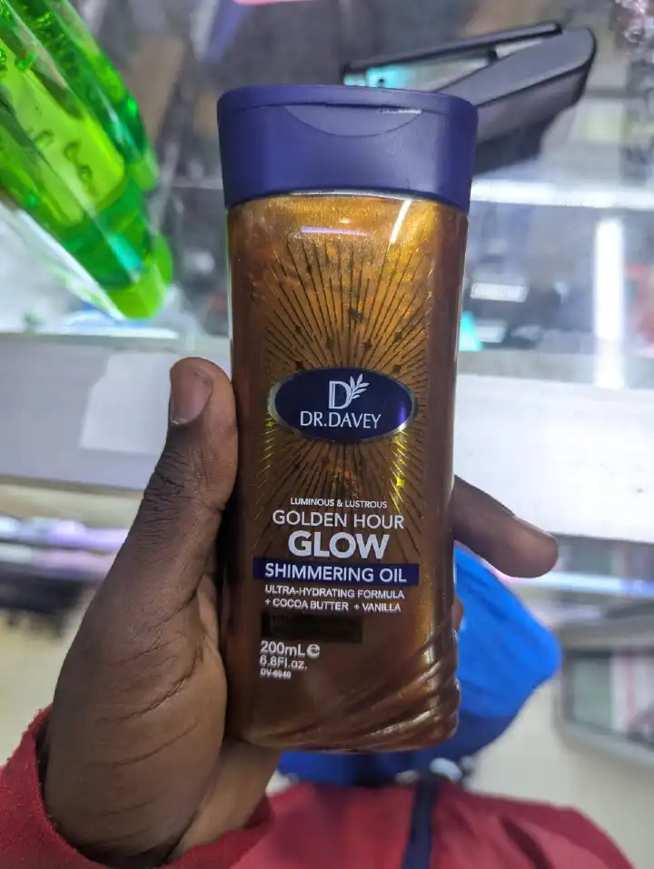 Dr. Davey Golden Hour Glow Shimmering Body Oil 200ml – Ultra Hydrating Moisturizing Oil with Cocoa Butter & Vanilla for Radiant Smooth Skin