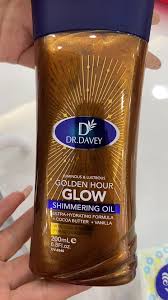 Dr. Davey Golden Hour Glow Shimmering Body Oil 200ml – Ultra Hydrating Moisturizing Oil with Cocoa Butter & Vanilla for Radiant Smooth Skin