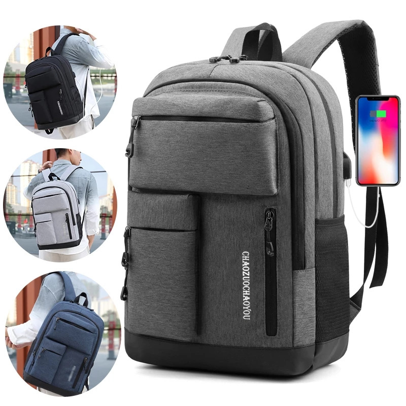 Men's USB Charging Laptop Backpack School Bag Rucksack Multifunctional Waterproof Backbag Travel Daypack Male Backpacks
