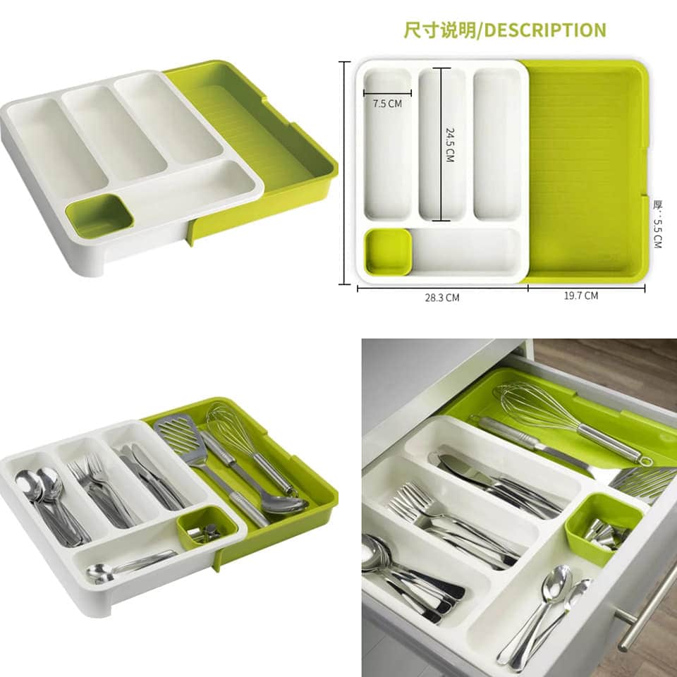 Expandable Cutlery Drawer Organiser – Adjustable Kitchen Utensil Tray | Multi-Compartment Storage Divider