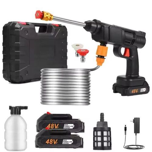 Portable car washer cleaning kits, high pressure water gun for vehicles, high pressure car portable washing gun with 2 battery