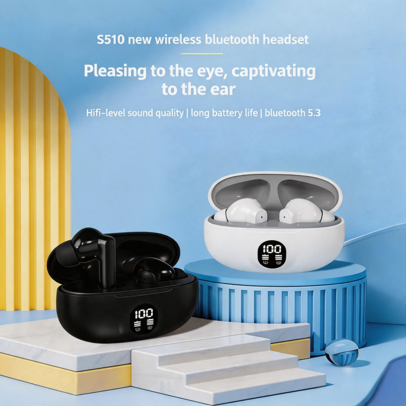 NUOSHI NS4 Heavy bass Sports Earpods Noise Cancelling Wireless Earphone with Mic Stereo Earbuds With LED Digital Single ear 4.3g Touch Control For all Smart Phone Type-C 5.3 Bluetooth