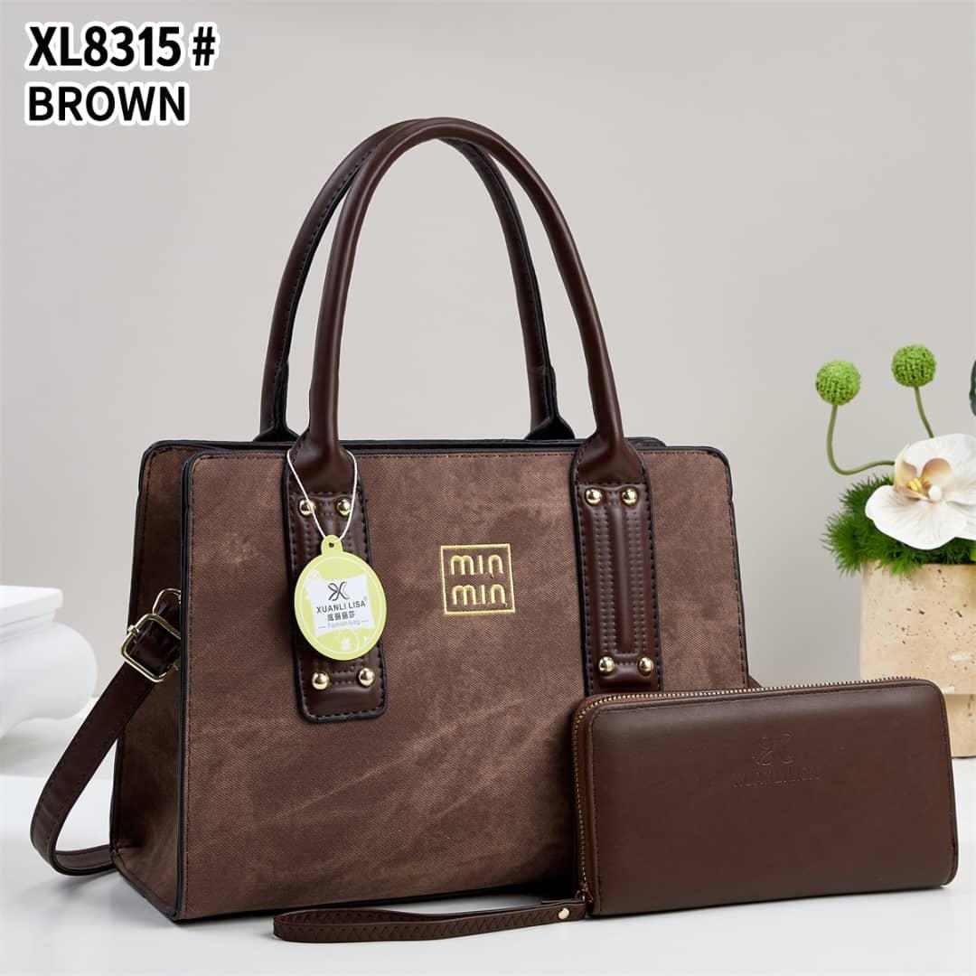 Women 2 in 1 PU Leather Handbag Set Stylish Shoulder Bag with Matching Pouch Spacious Durable Elegant Ladies Tote Crossbody Fashion Bag for Daily Use