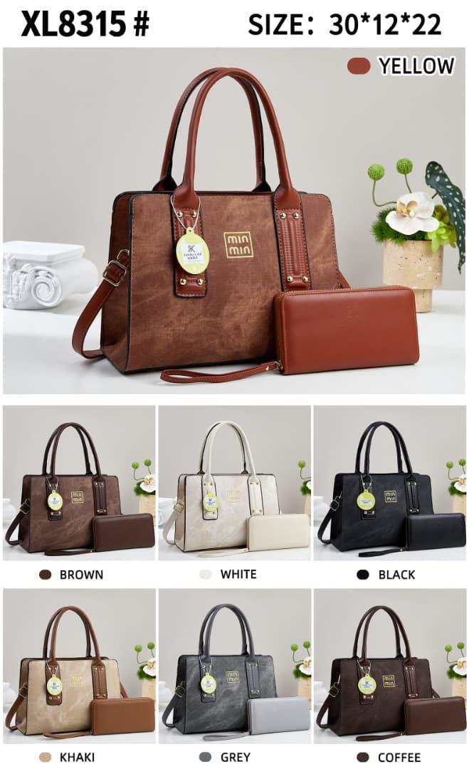 Women 2 in 1 PU Leather Handbag Set Stylish Shoulder Bag with Matching Pouch Spacious Durable Elegant Ladies Tote Crossbody Fashion Bag for Daily Use