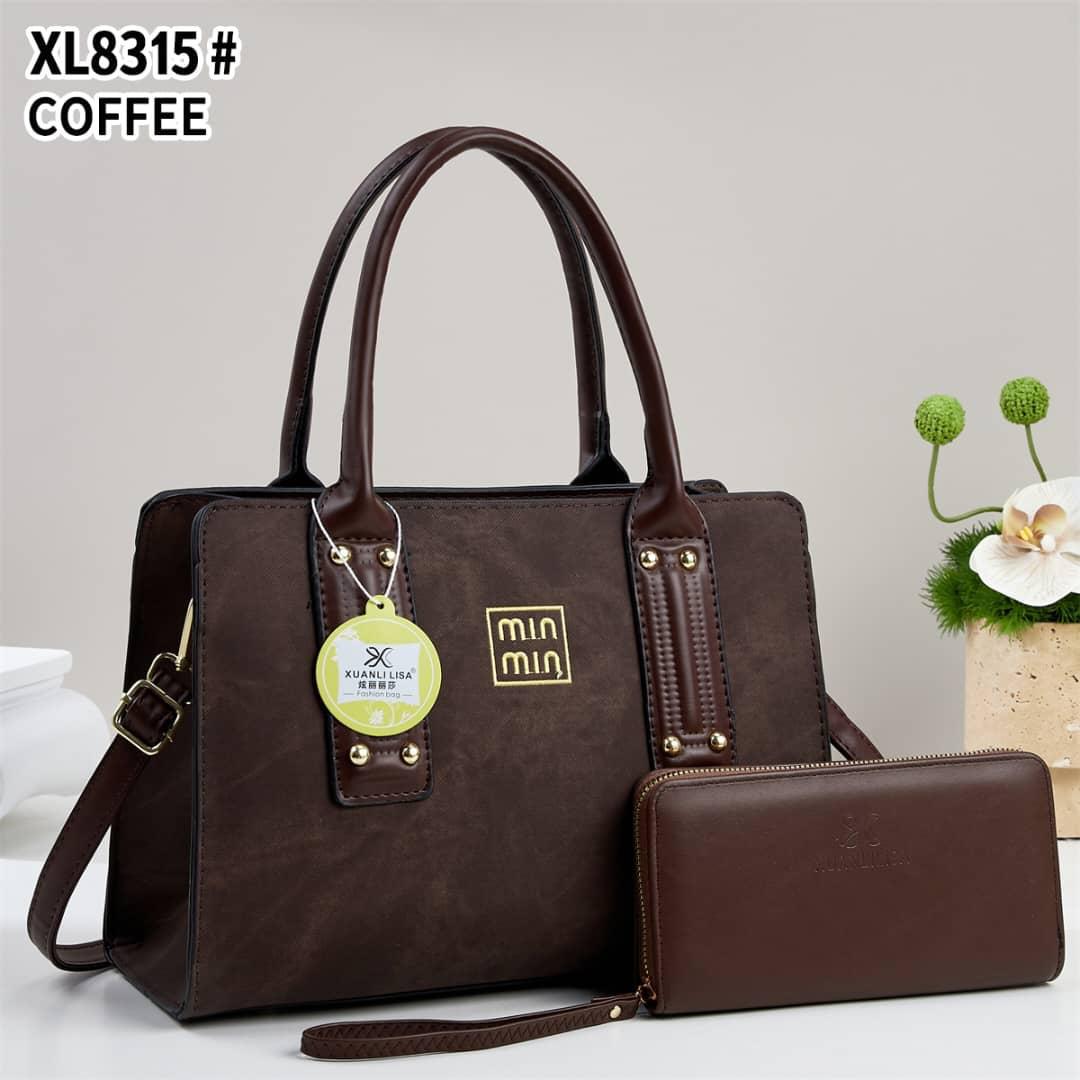 Women 2 in 1 PU Leather Handbag Set Stylish Shoulder Bag with Matching Pouch Spacious Durable Elegant Ladies Tote Crossbody Fashion Bag for Daily Use