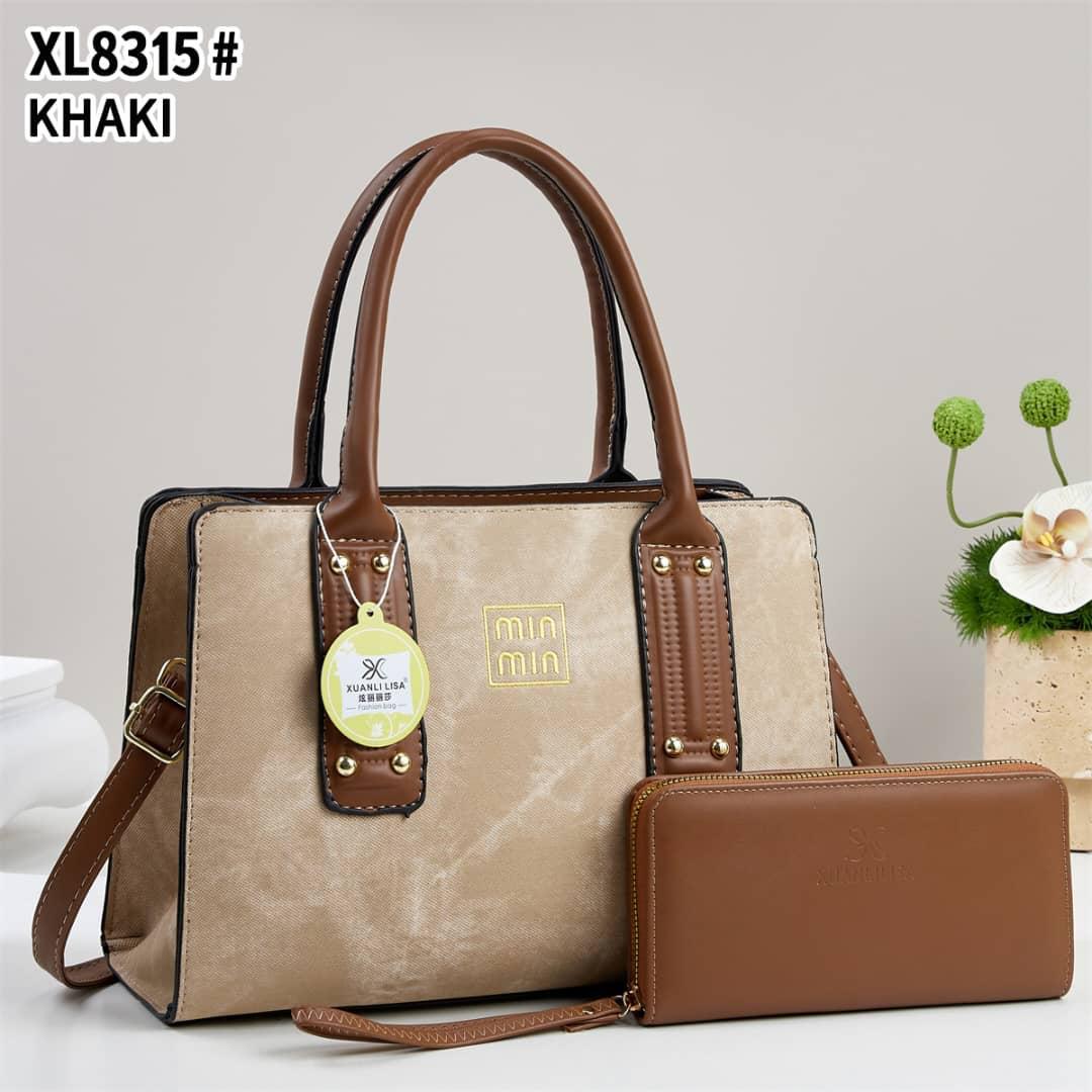 Women 2 in 1 PU Leather Handbag Set Stylish Shoulder Bag with Matching Pouch Spacious Durable Elegant Ladies Tote Crossbody Fashion Bag for Daily Use