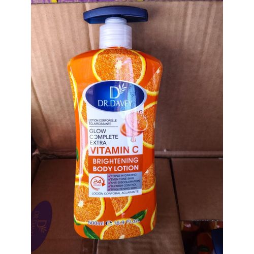 DR.DAVEY Vitamin C Brightening Body Lotion 500ml -This is a hydrating and brightening body lotion formulated with Vitamin C, Vitamin E and Shea Butter to improve skin tone, reduce dullness, and deeply