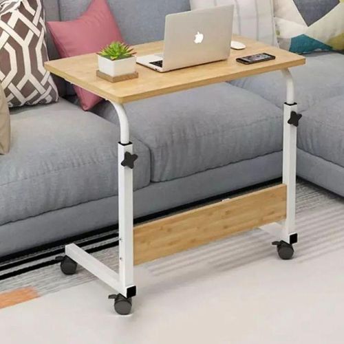 Brown Adjustable,portable  Laptop Stand -Table With Wheels\Portable And Adjustable Wooden Top Multipurpose Laptop Table
