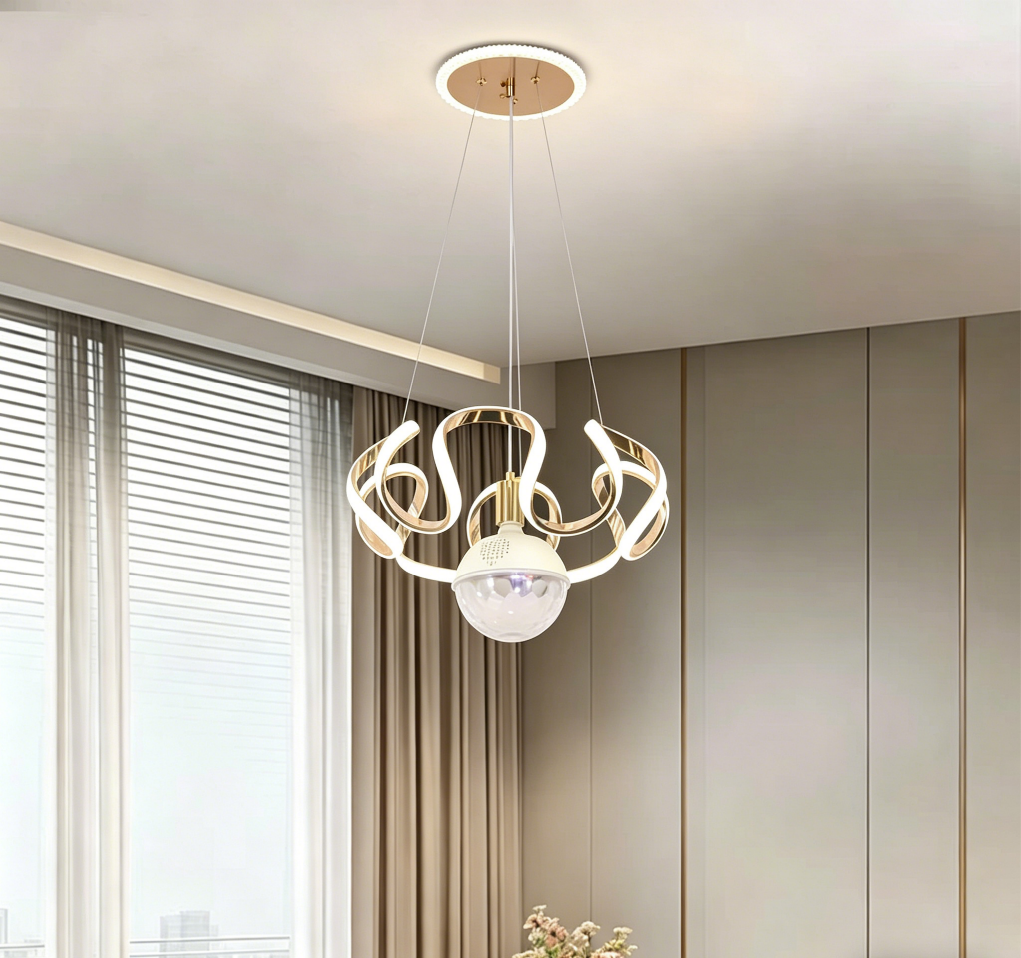 MODI Luxury High-end Bluetooth Chandelier Modern Minimalist Ceiling Lamp with Removable Bulb for Home Villa Hotel Living Room Bedroom Dining Room