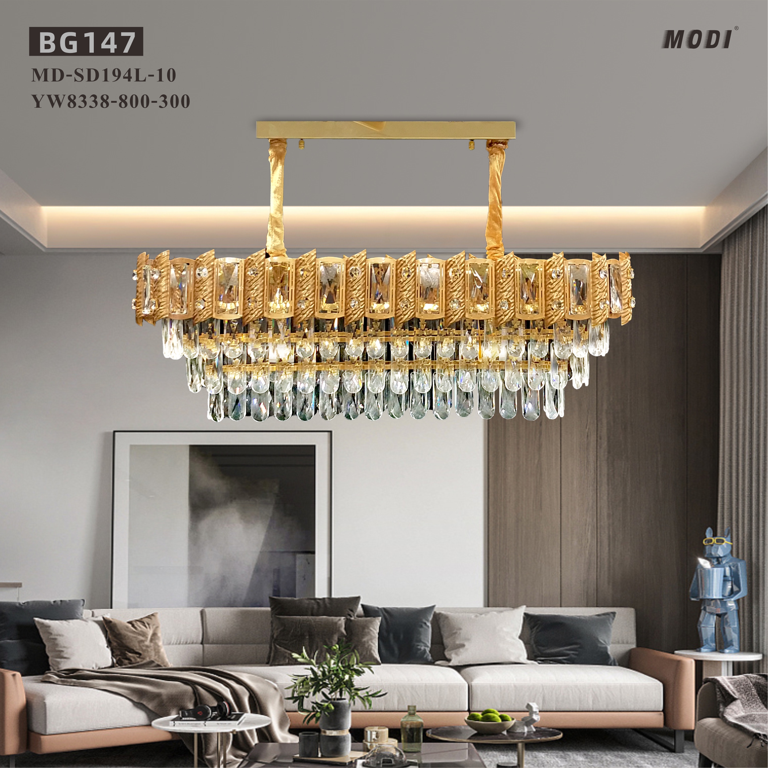 MODI Luxury Crystal Flush Mount Ceiling Light, Gold Modern LED Ceiling Lamp for Living Room Bedroom Hallway, Elegant Cube - Shape Crystal Chandelier Lighting Fixture