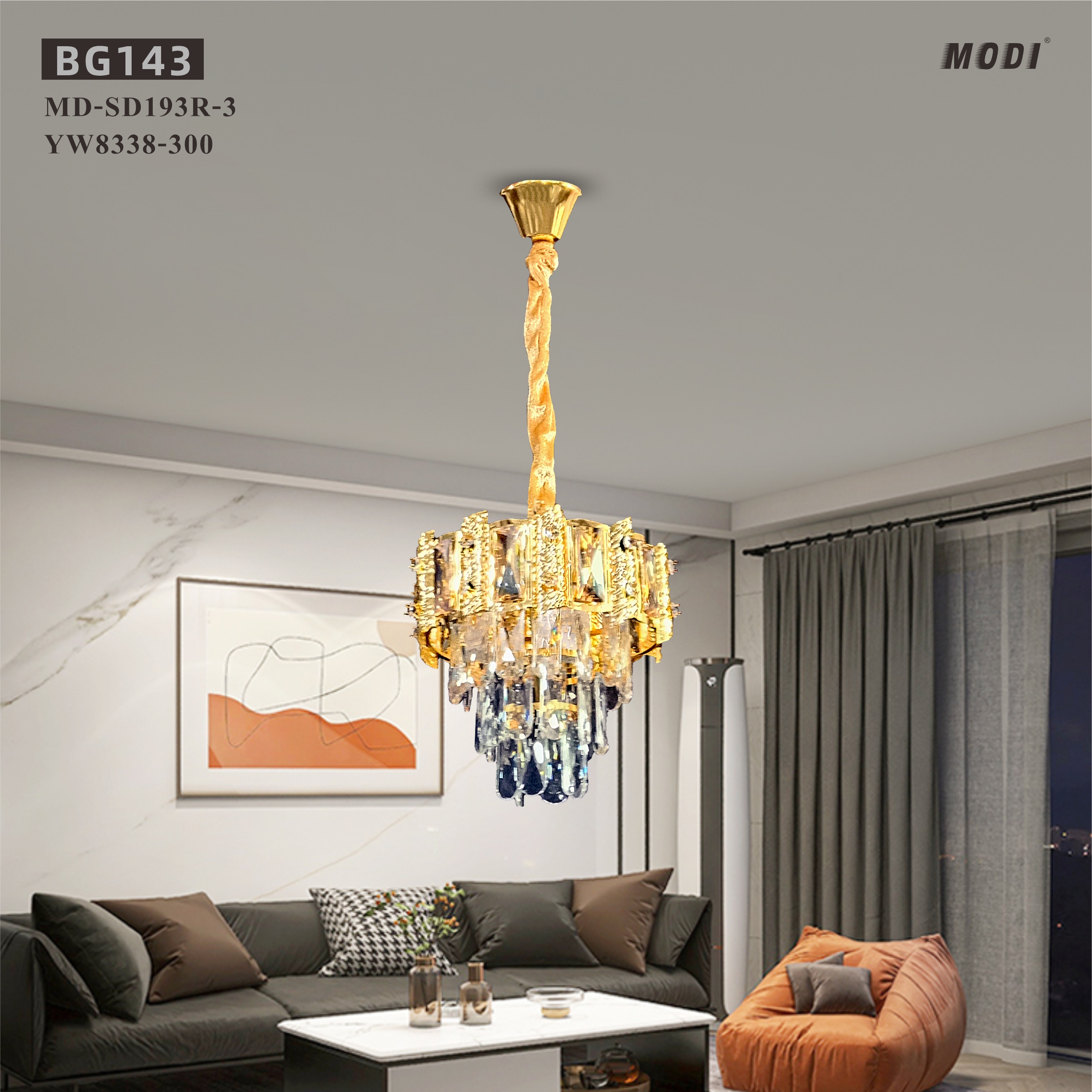 MODI Luxury Crystal Flush Mount Ceiling Light, Gold Modern LED Ceiling Lamp for Living Room Bedroom Hallway, Elegant Cube - Shape Crystal Chandelier Lighting Fixture
