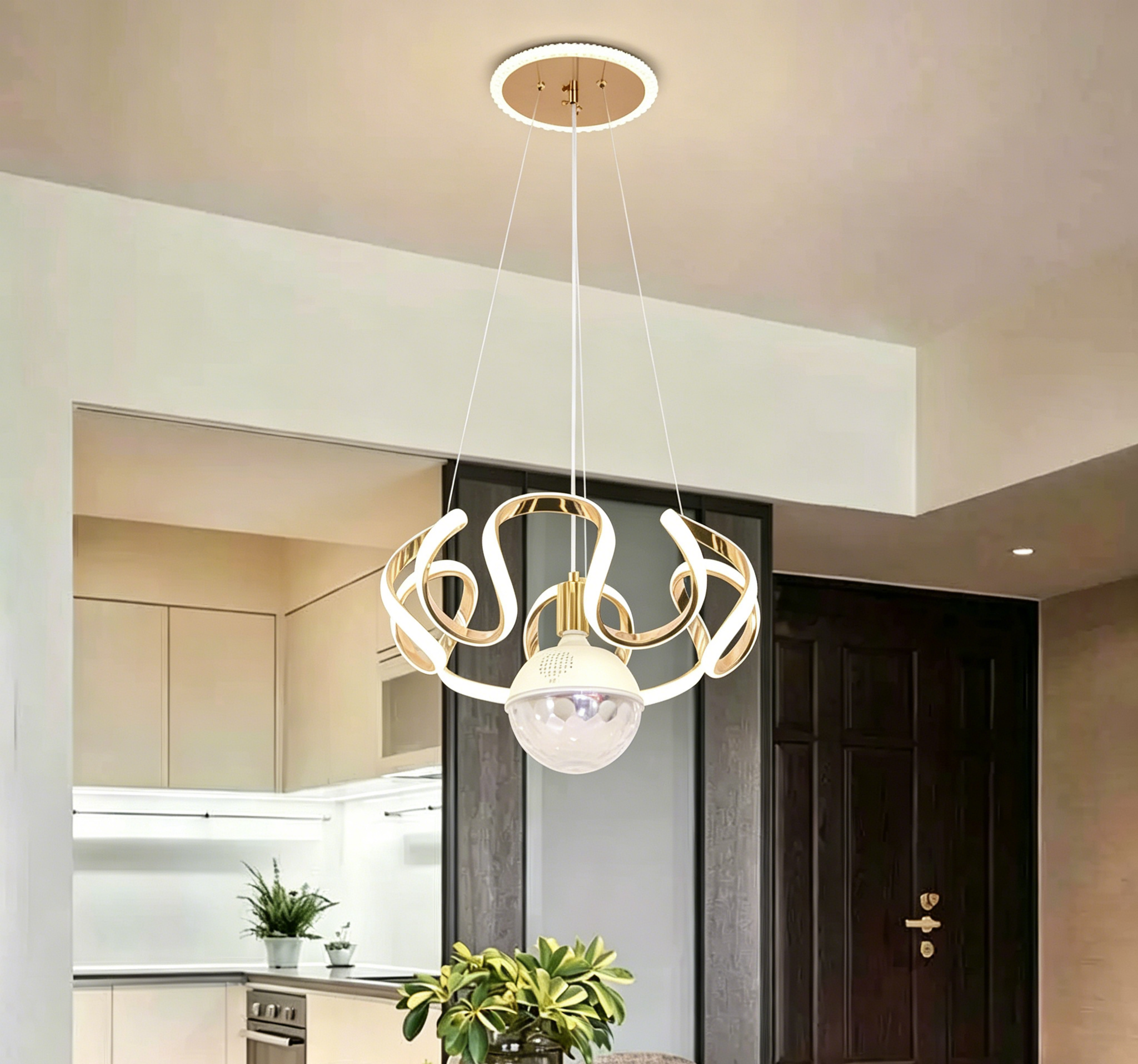 MODI Luxury High-end Bluetooth Chandelier Modern Minimalist Ceiling Lamp with Removable Bulb for Home Villa Hotel Living Room Bedroom Dining Room