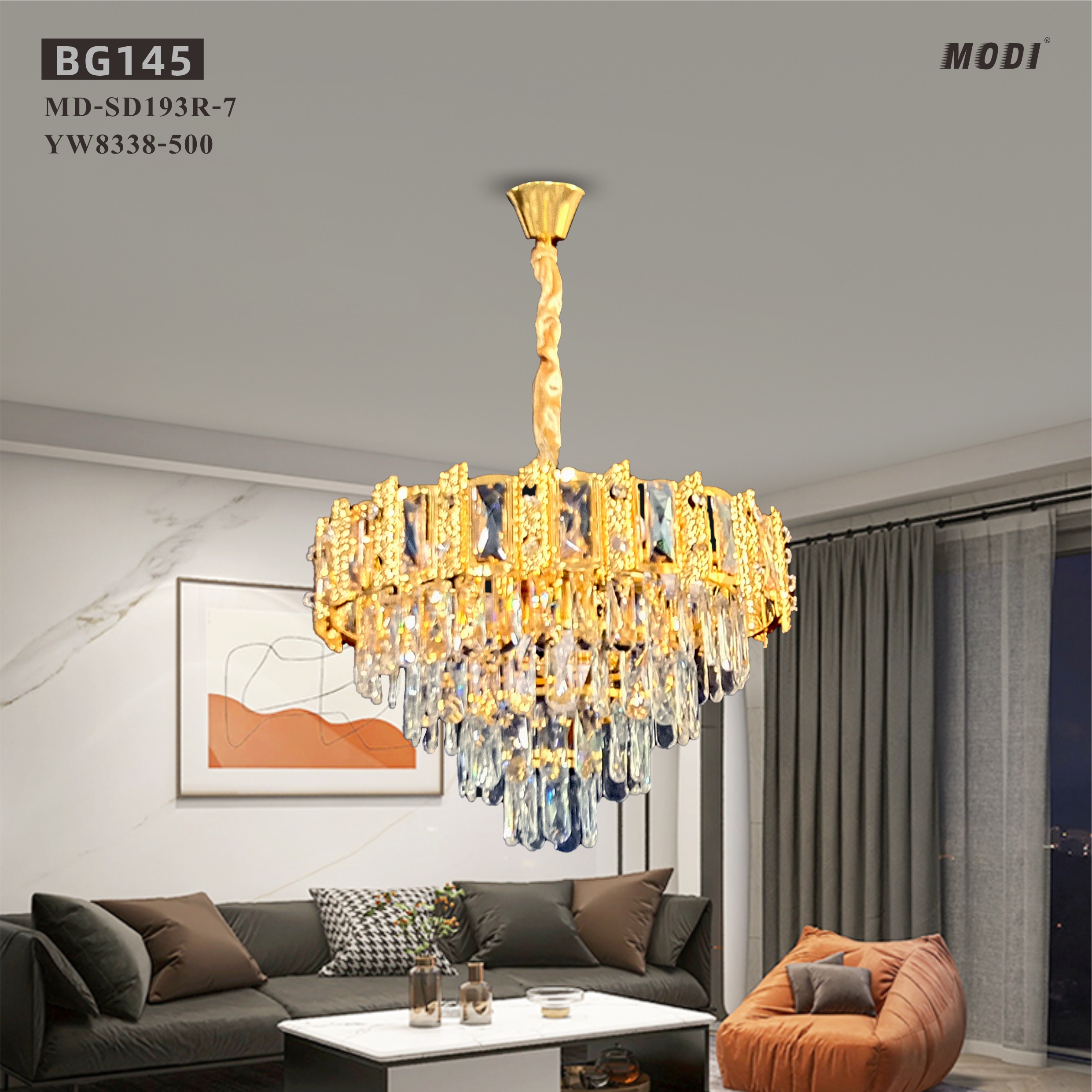 MODI Luxury Crystal Flush Mount Ceiling Light, Gold Modern LED Ceiling Lamp for Living Room Bedroom Hallway, Elegant Cube - Shape Crystal Chandelier Lighting Fixture