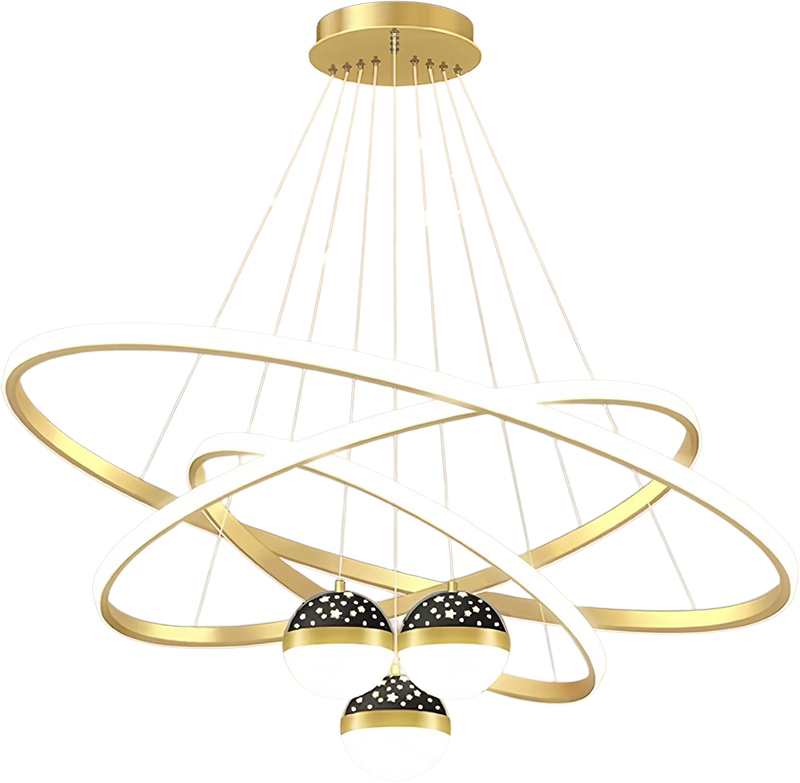 MODI New Arrival Three Color LED Chandelier, Modern Minimalist Starry Racket Shaped Ceiling Light, Luxury High Grade Hanging Lamp for Home Dining Room Living Room Bedroom