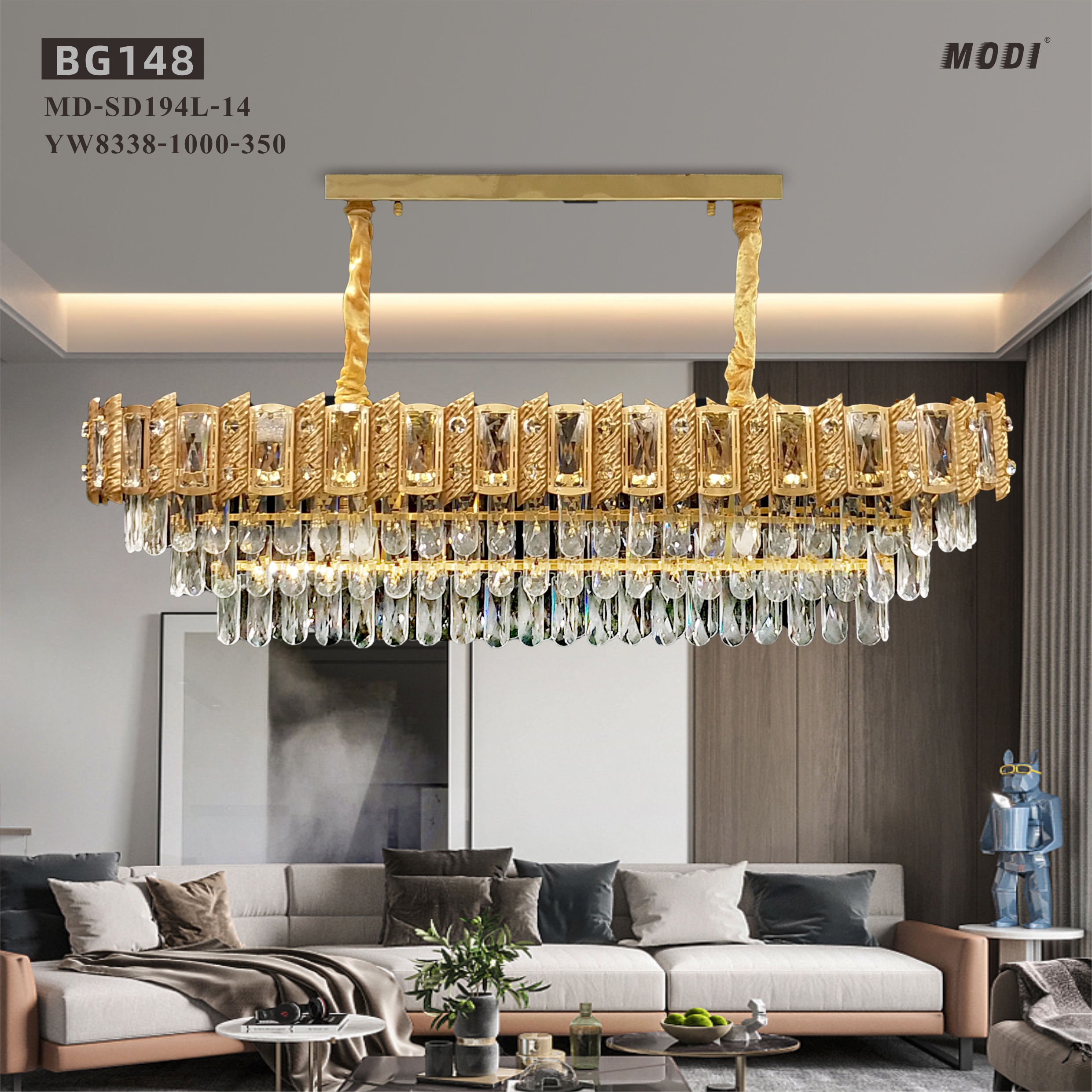MODI Luxury Crystal Flush Mount Ceiling Light, Gold Modern LED Ceiling Lamp for Living Room Bedroom Hallway, Elegant Cube - Shape Crystal Chandelier Lighting Fixture