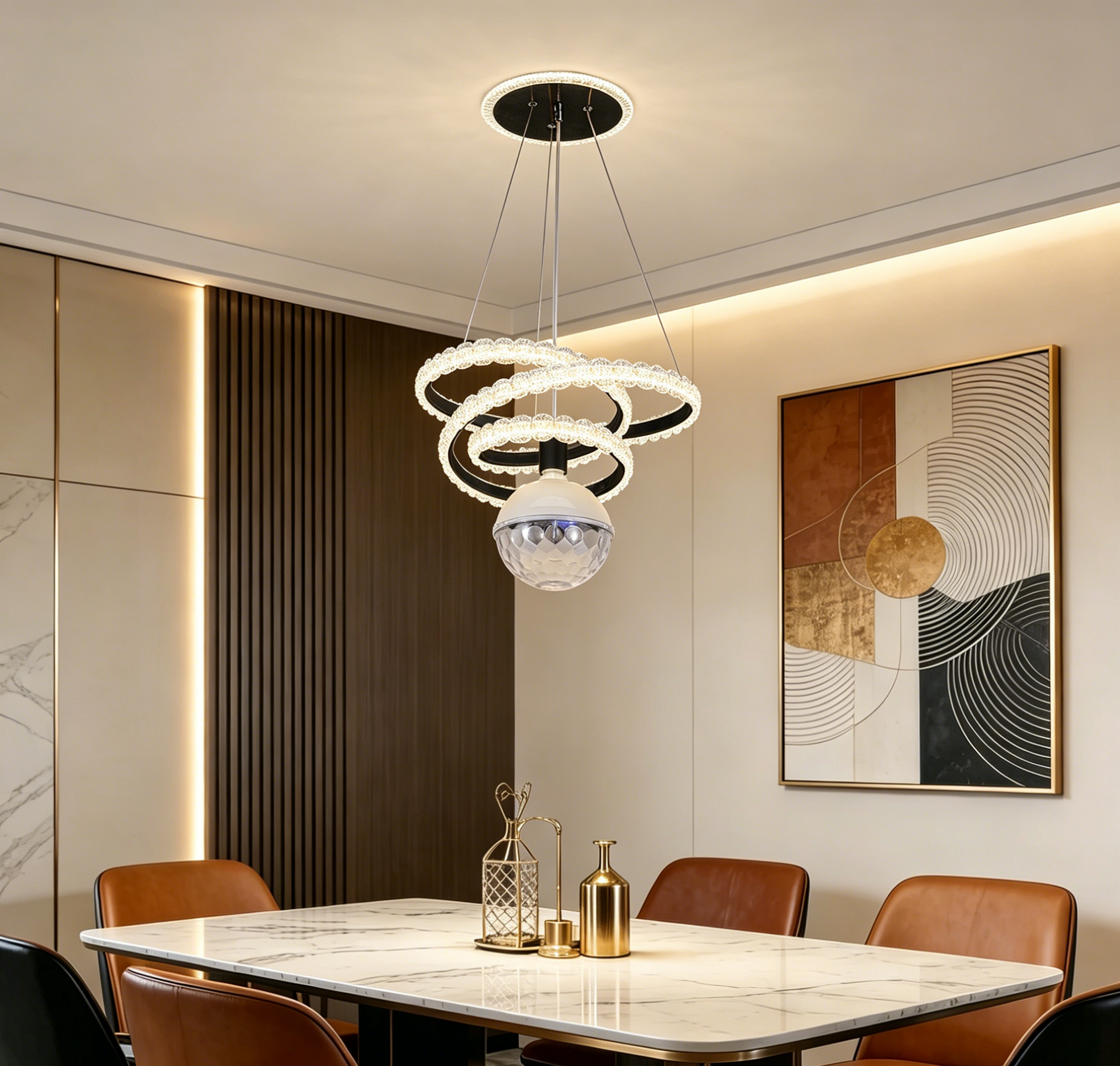 MODI Luxury High-end Bluetooth Chandelier Modern Minimalist Ceiling Lamp with Removable Bulb for Home Villa Hotel Living Room Bedroom Dining Room