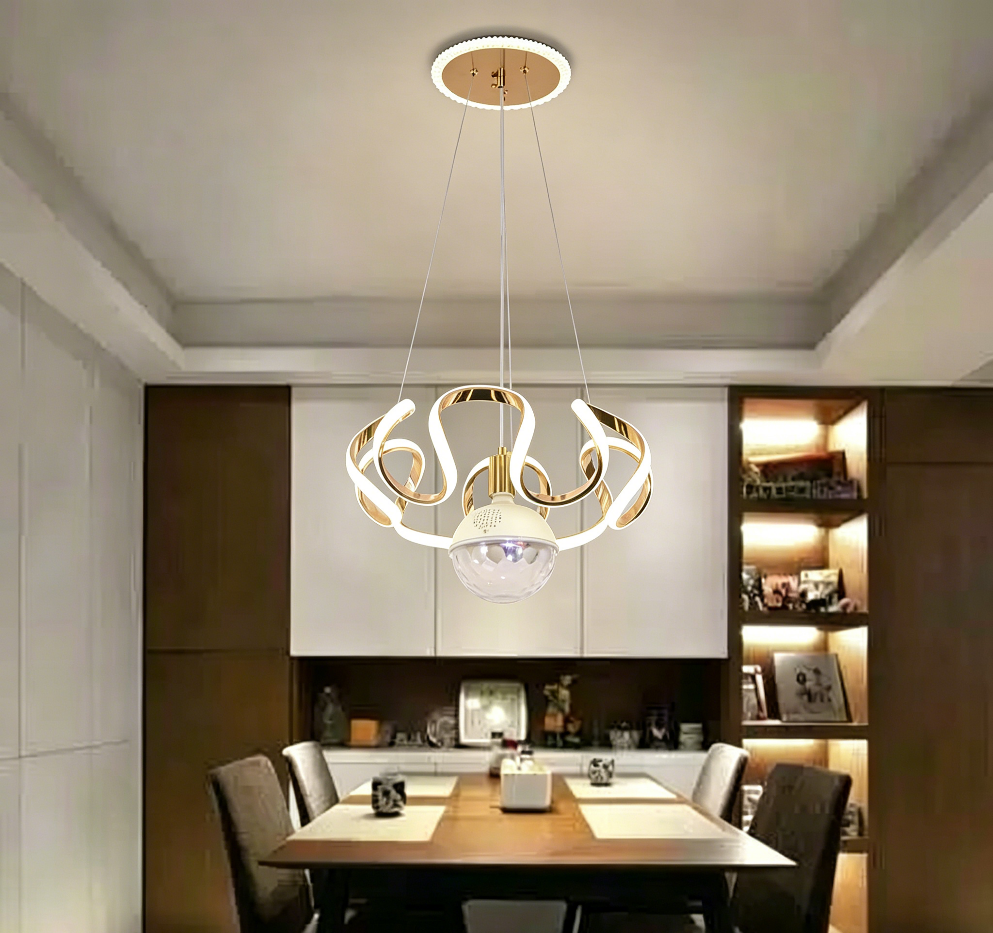 MODI Luxury High-end Bluetooth Chandelier Modern Minimalist Ceiling Lamp with Removable Bulb for Home Villa Hotel Living Room Bedroom Dining Room
