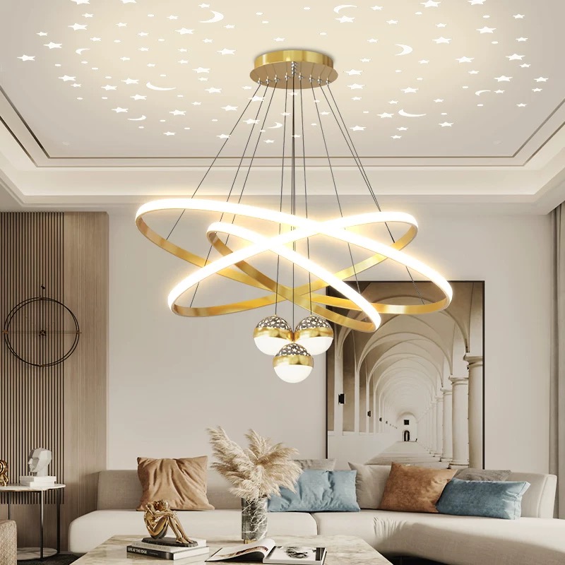 MODI Modern Minimalist LED Pendant Light, Nordic Luxury Chandelier with 3 Starry Bulbs, Creative Art Indoor Hanging Lamp, Living Room Bedroom Dining Room Home Decor Lighting