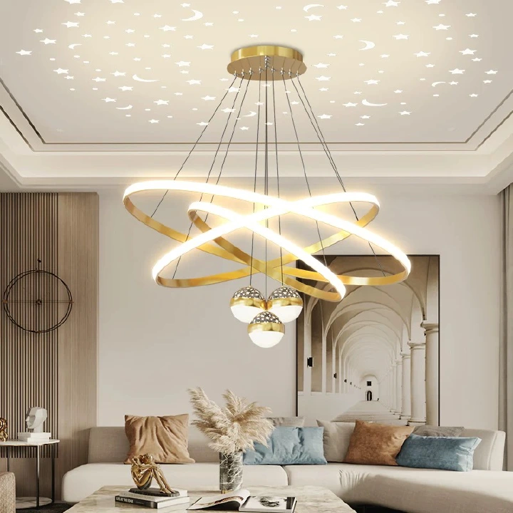 MODI Modern Minimalist LED Pendant Light, Nordic Luxury Chandelier with 3 Starry Bulbs, Creative Art Indoor Hanging Lamp, Living Room Bedroom Dining Room Home Decor Lighting