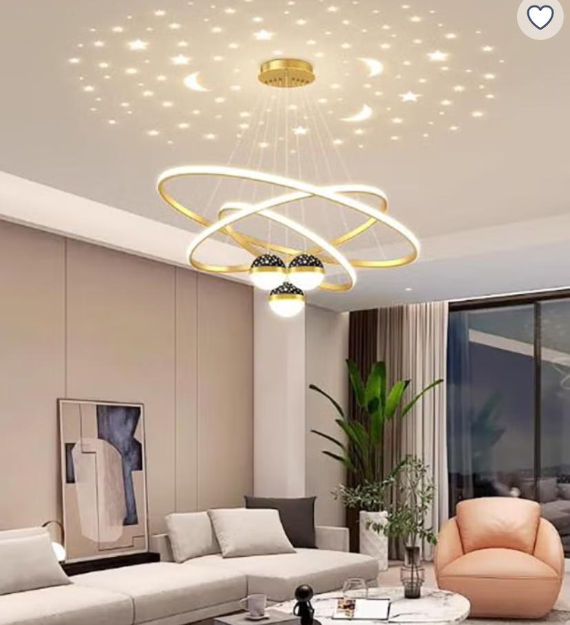 MODI New Arrival Three Color LED Chandelier, Modern Minimalist Starry Racket Shaped Ceiling Light, Luxury High Grade Hanging Lamp for Home Dining Room Living Room Bedroom