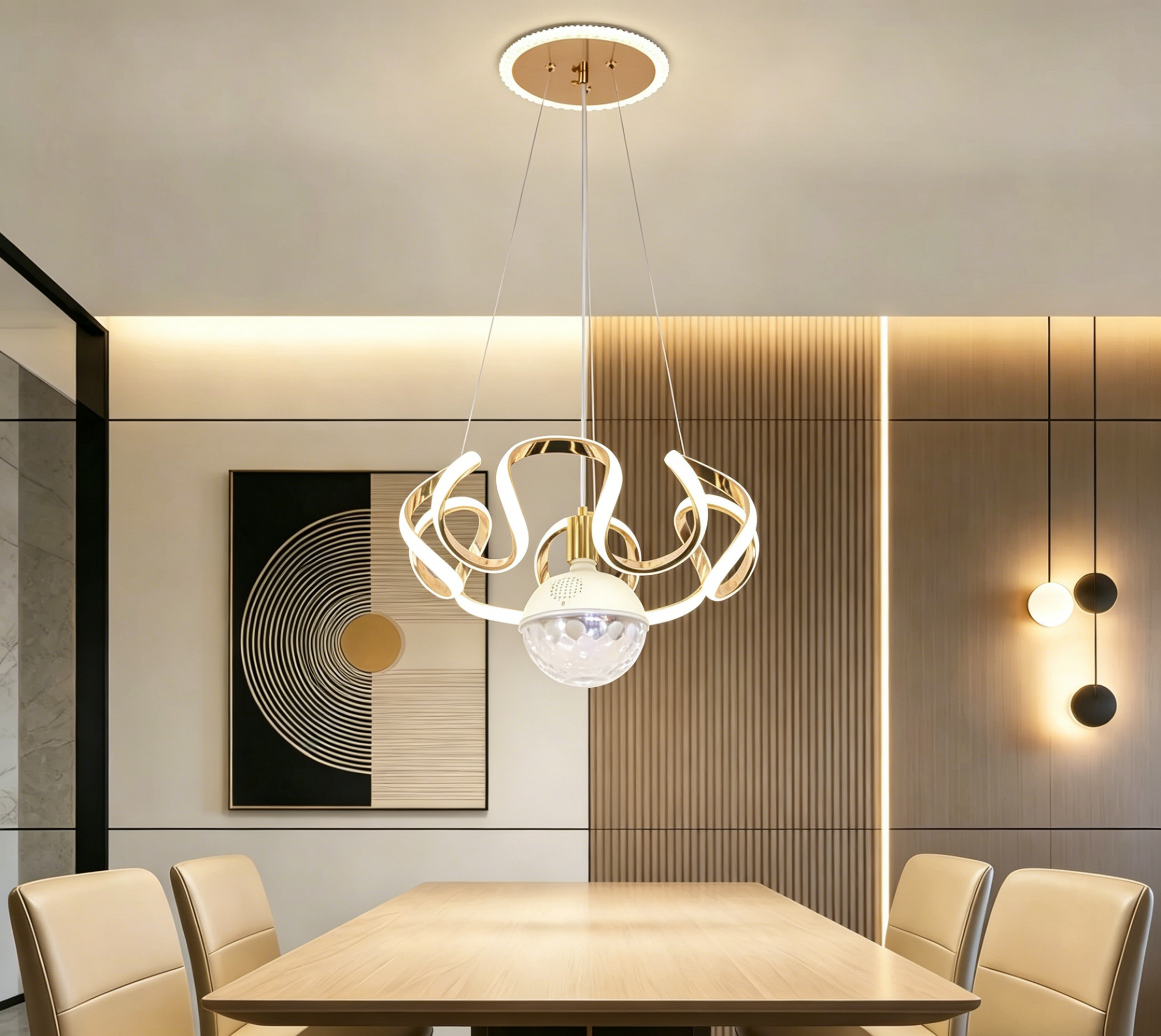 MODI Luxury High-end Bluetooth Chandelier Modern Minimalist Ceiling Lamp with Removable Bulb for Home Villa Hotel Living Room Bedroom Dining Room