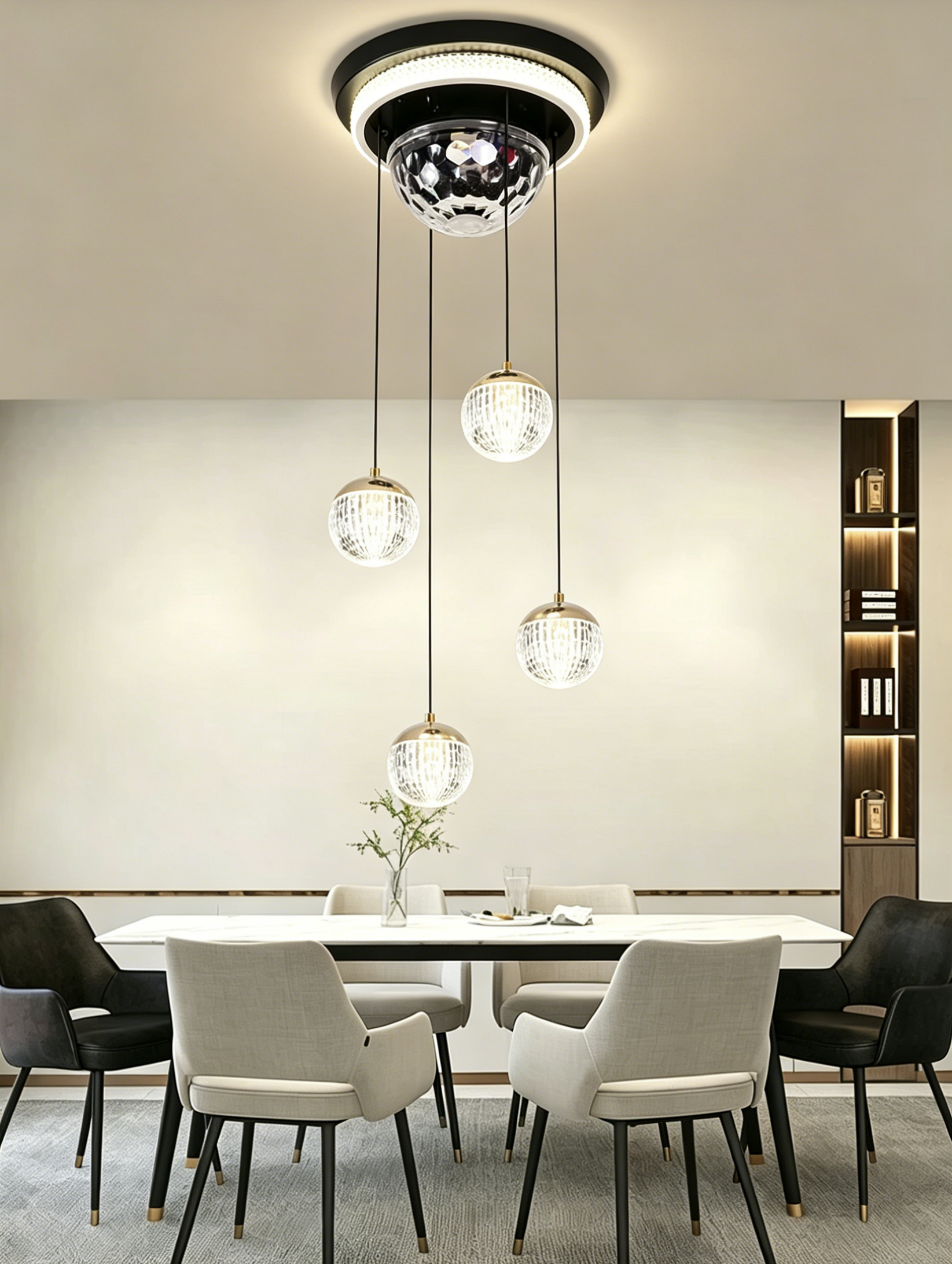 MODI Luxury High-end Bluetooth Chandelier Modern Minimalist Ceiling Lamp with Removable Bulb for Home Villa Hotel Living Room Bedroom Dining Room