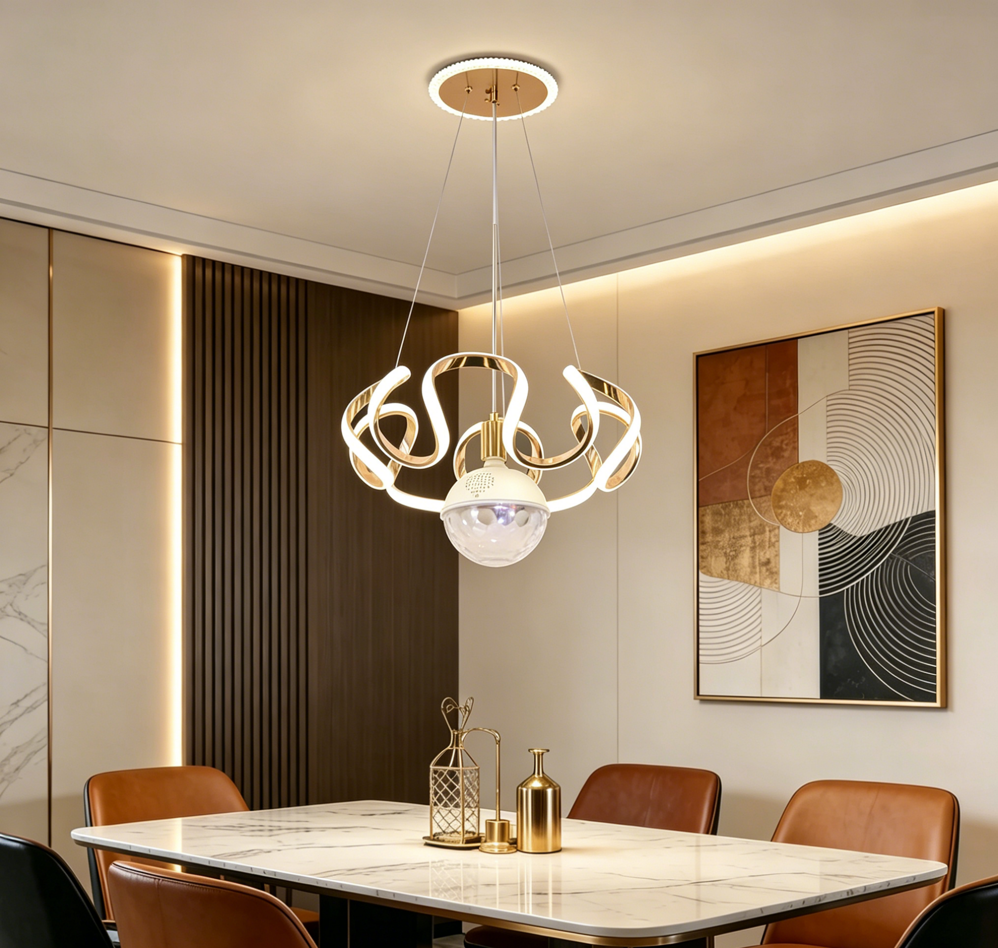 MODI Luxury High-end Bluetooth Chandelier Modern Minimalist Ceiling Lamp with Removable Bulb for Home Villa Hotel Living Room Bedroom Dining Room