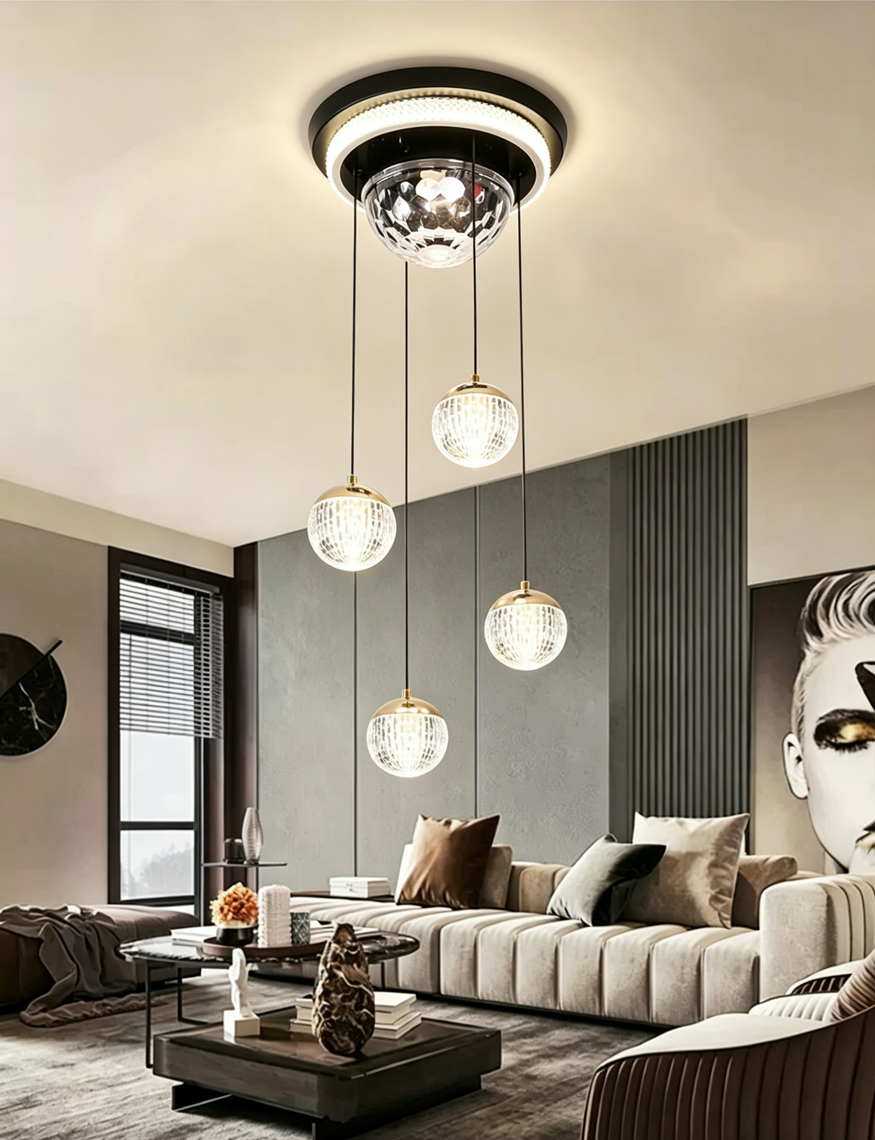 MODI Luxury High-end Bluetooth Chandelier Modern Minimalist Ceiling Lamp with Removable Bulb for Home Villa Hotel Living Room Bedroom Dining Room
