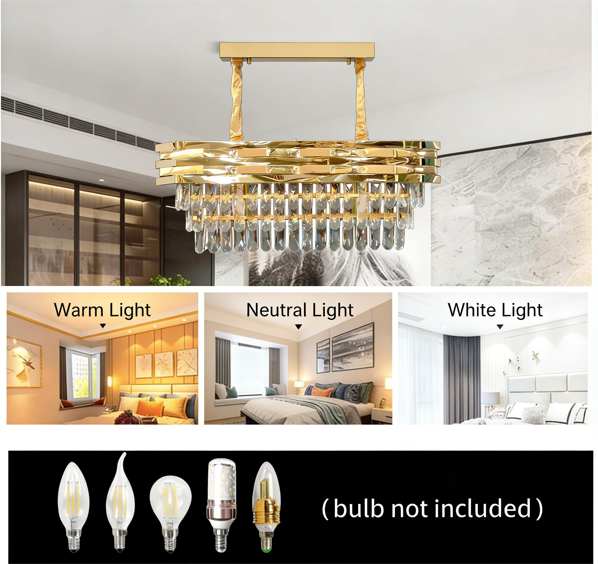 MODI Luxury Crystal Ceiling Light, Modern Ellipse Round LED Chandelier, Stainless Steel Hardware Creative Lighting Fixture for Bedroom Living Room Dining Room Villa Home Decor