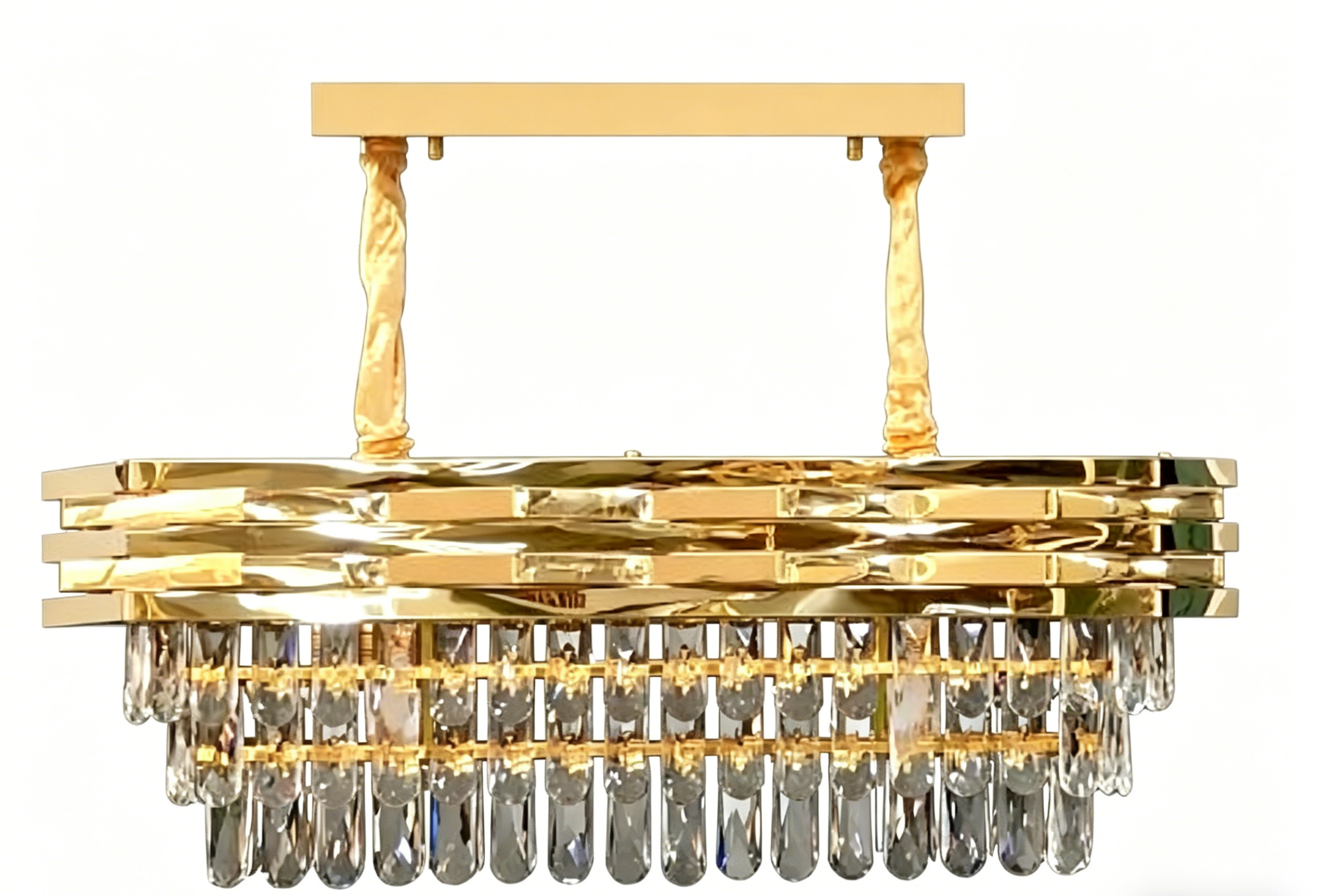 MODI Luxury Crystal Ceiling Light, Modern Ellipse Round LED Chandelier, Stainless Steel Hardware Creative Lighting Fixture for Bedroom Living Room Dining Room Villa Home Decor