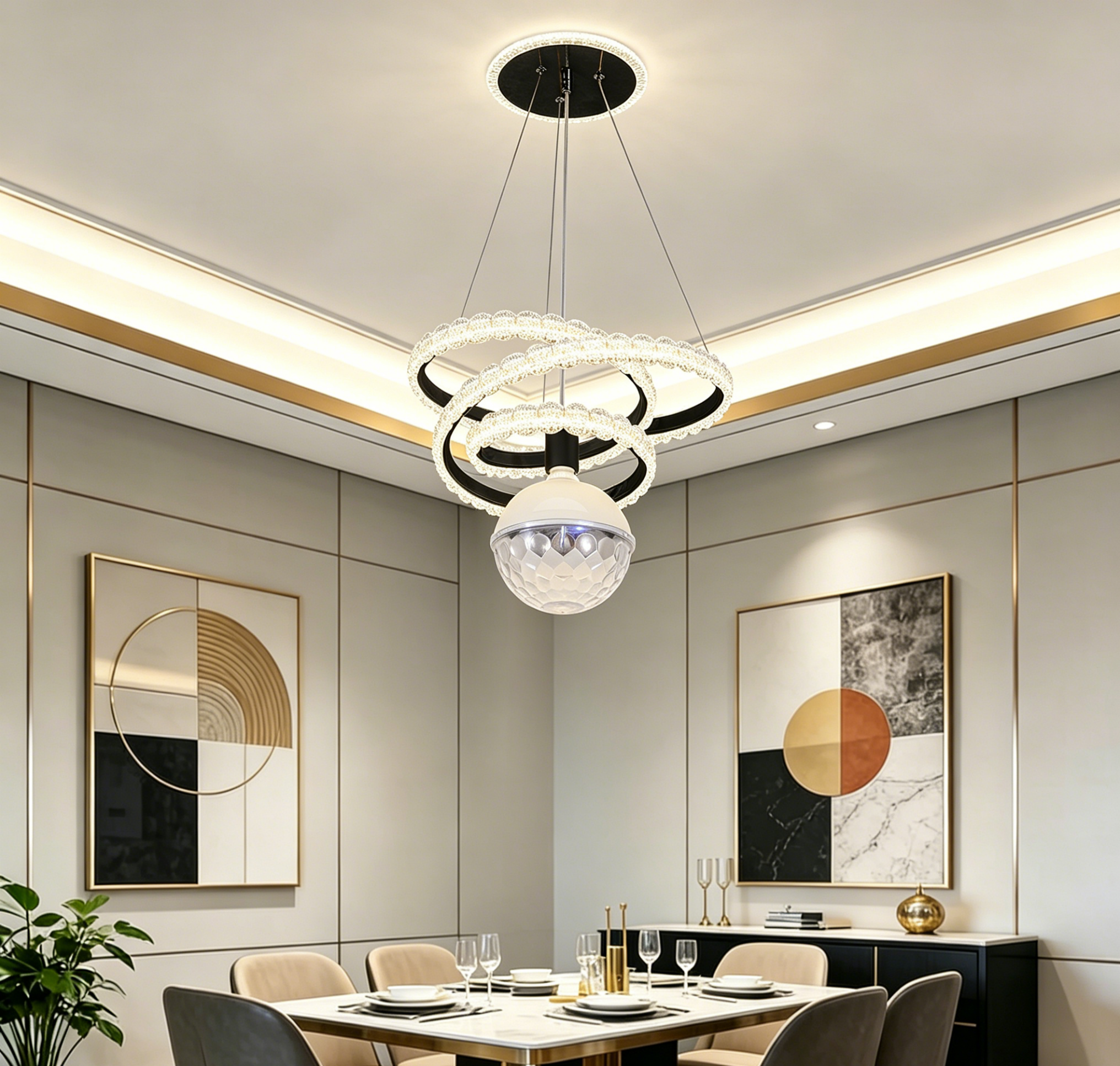 MODI Luxury High-end Bluetooth Chandelier Modern Minimalist Ceiling Lamp with Removable Bulb for Home Villa Hotel Living Room Bedroom Dining Room