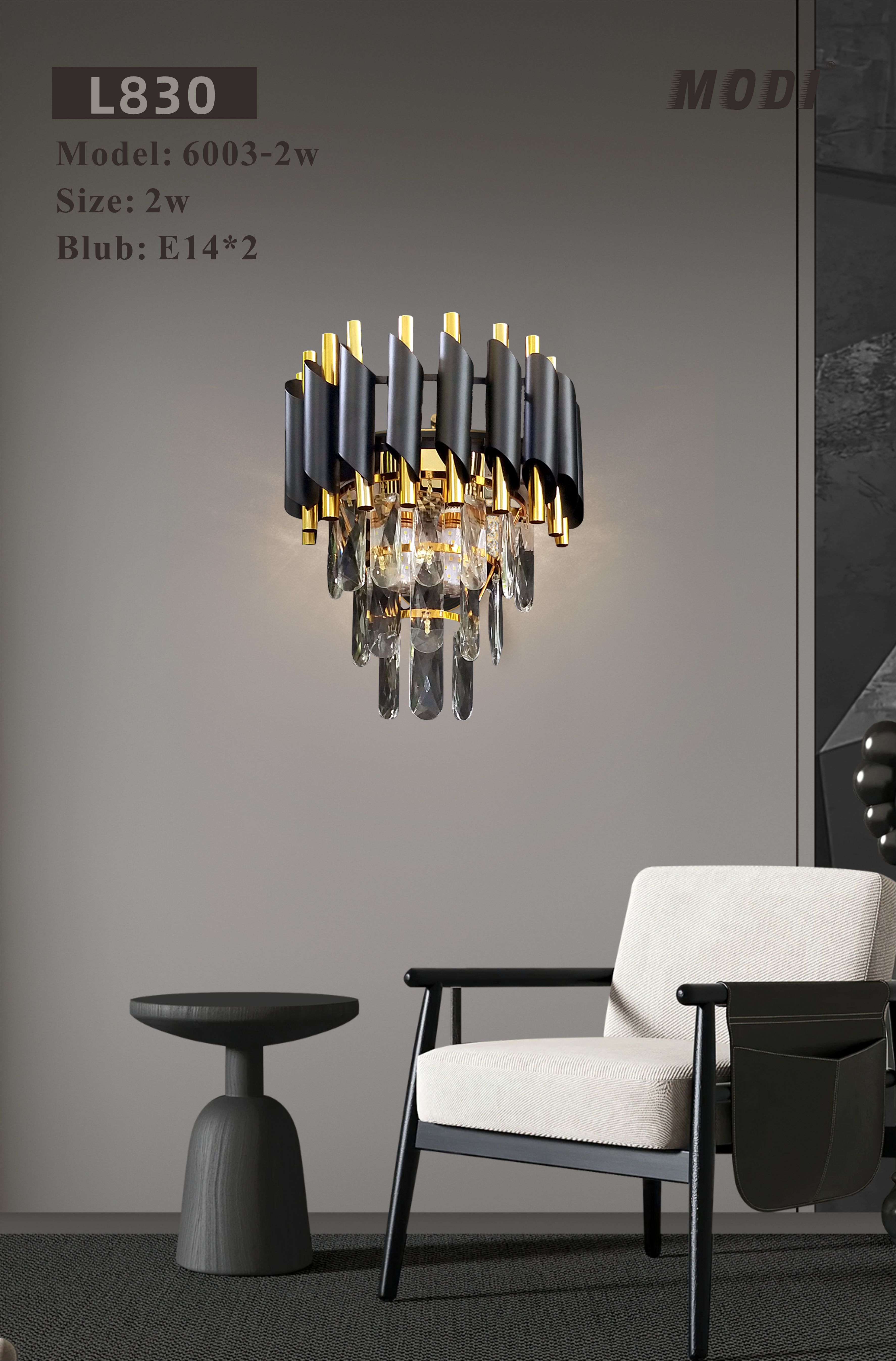 MODI Luxury High-End Crystal Chandelier, Nordic Modern Simple Ceiling Light for Living Room Dining Room Bedroom Staircase Villa