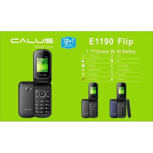 DISCOUNTED DEALS!!!CALUS E1190 Flip phone 1.43" screen 1050mAh 5C Battery wireless FM Torch light dual sim bright torch CALUS smart live featured phone