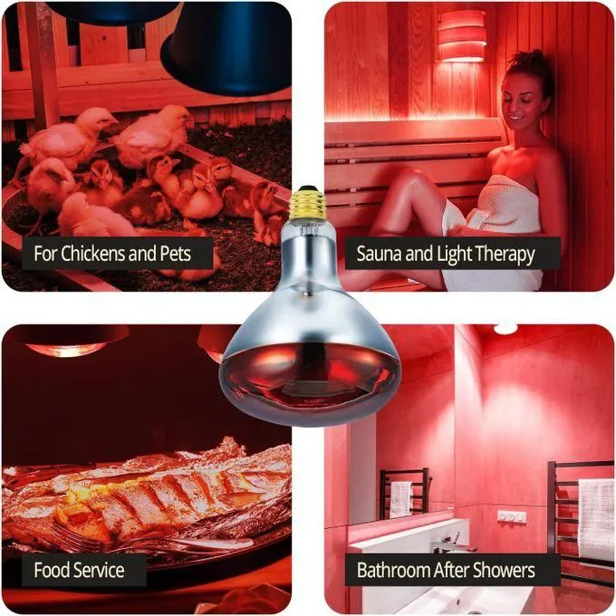 DISCOUNTED DEALS!!!Red Infrared chicken bulb, Heat Lamp for Chickens Coop Brooder and Reptile Heat Bulb 220 Volts Infrared Red Light