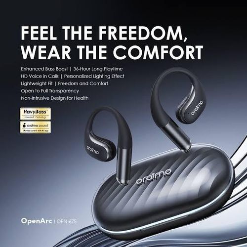 TIME LIMITED MANAGEMENT!!!Oraimo Open Arc Pods OPN-675 Wireless Earbuds – Bluetooth Headset, Open-Ear Design, Touch Control, Portable Charging Case
