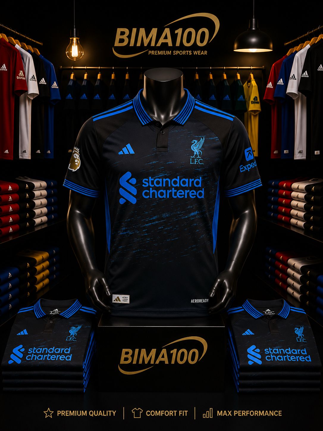 NEW ARRIVALS GENERIC Outstanding unique 2026/2027 black and blue Liverpool FC jersey.