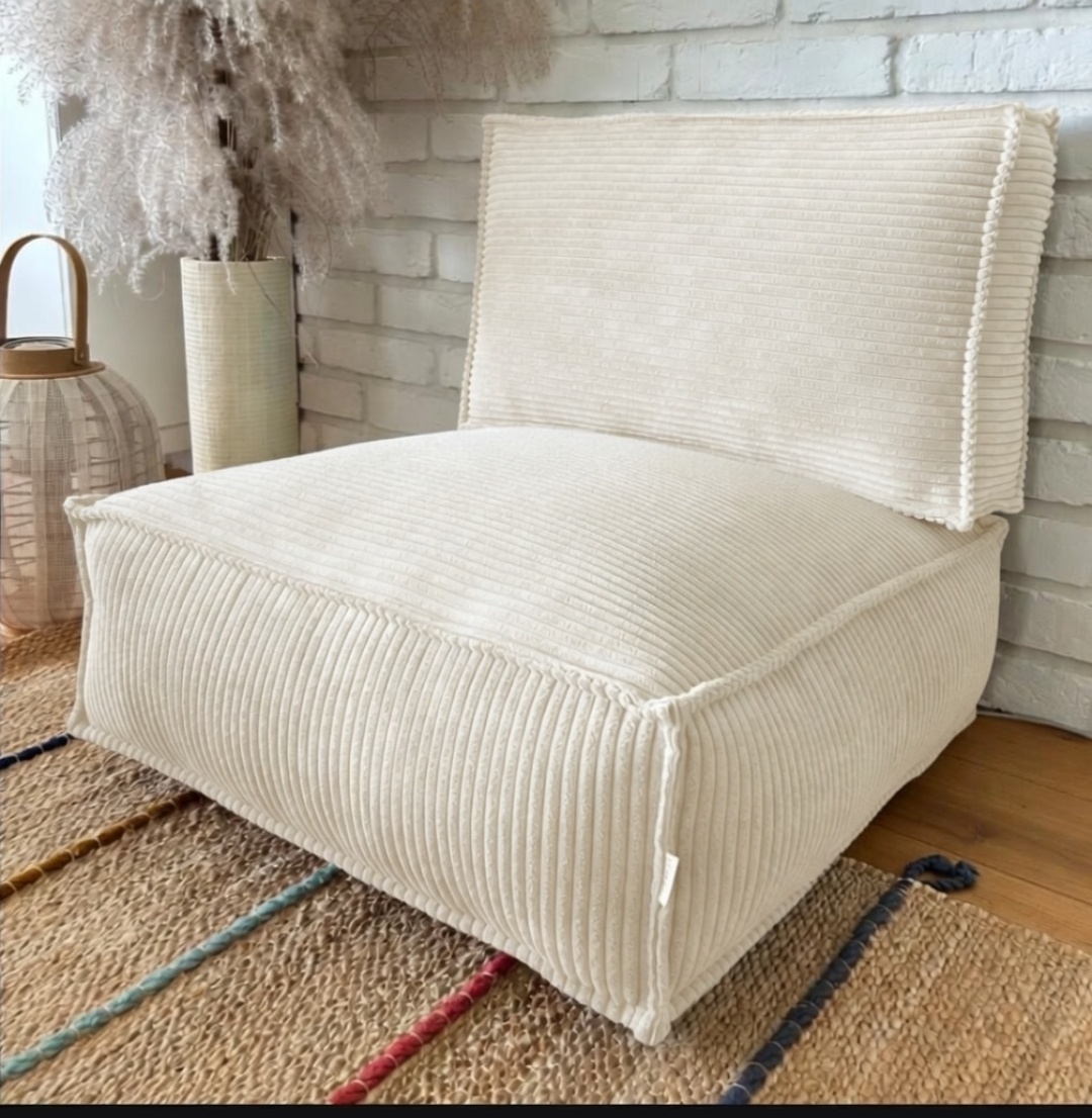 Modern Corduroy Floor Sofa Chair with Backrest – Soft Lounge Seat
