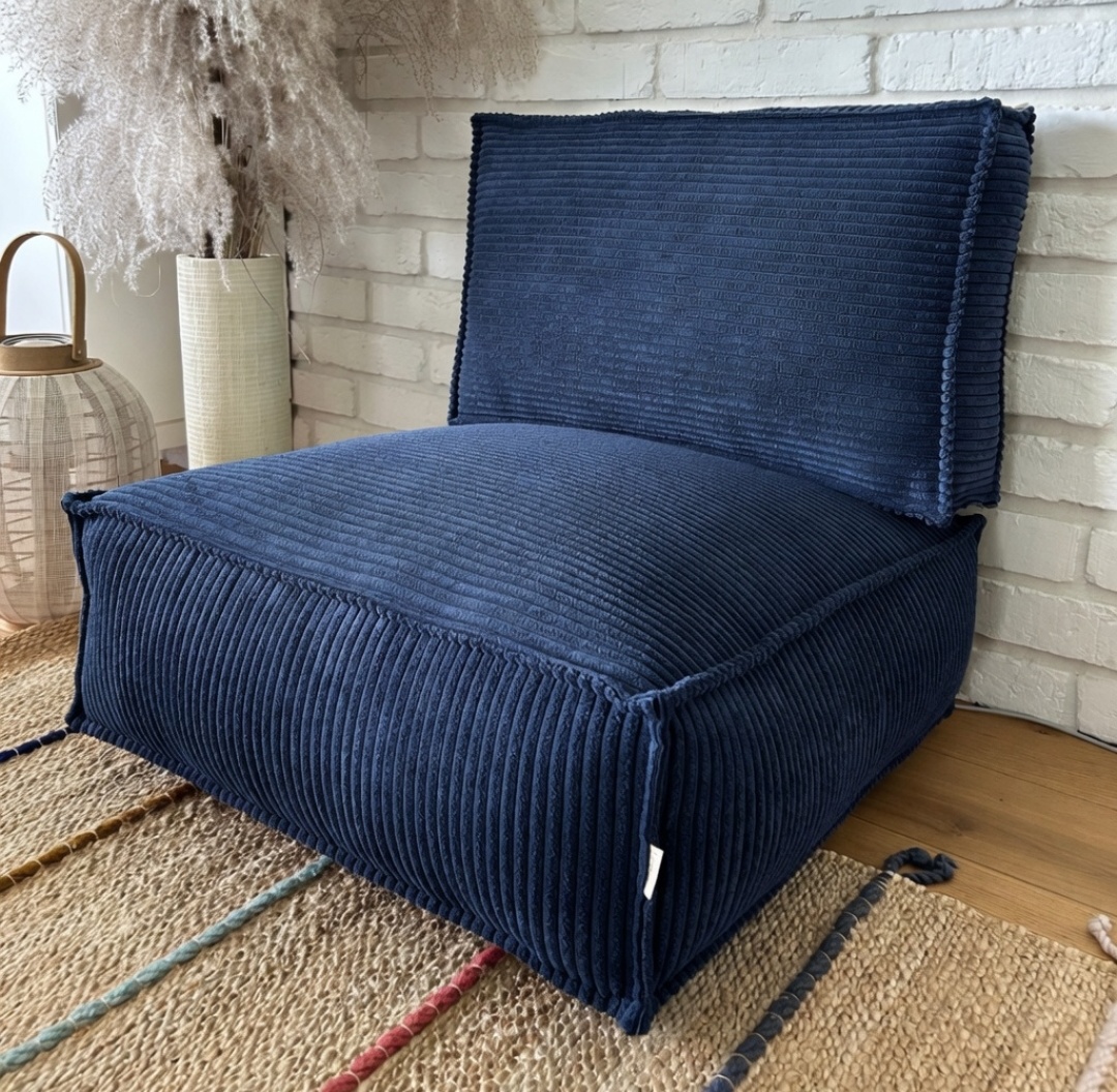Modern Corduroy Floor Sofa Chair with Backrest – Soft Lounge Seat