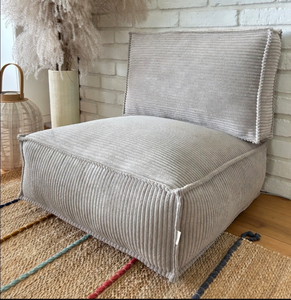 Modern Corduroy Floor Sofa Chair with Backrest – Soft Lounge Seat