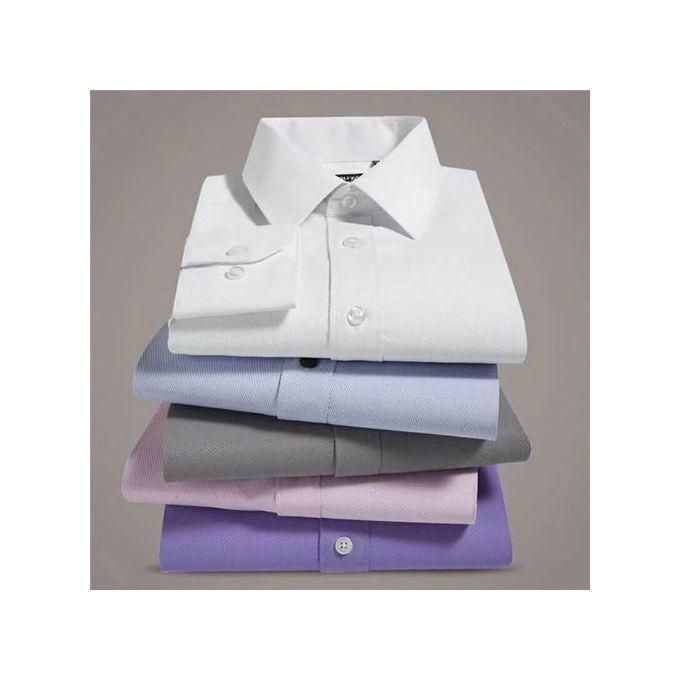 5-Pack Men’s Official Cotton Long Sleeve Shirts – White, Sky Blue, Grey, Light Pink, Purple, Classic Fit, Premium Quality Fabric, Comfortable Formal Wear for Office, Business & Special Occasions