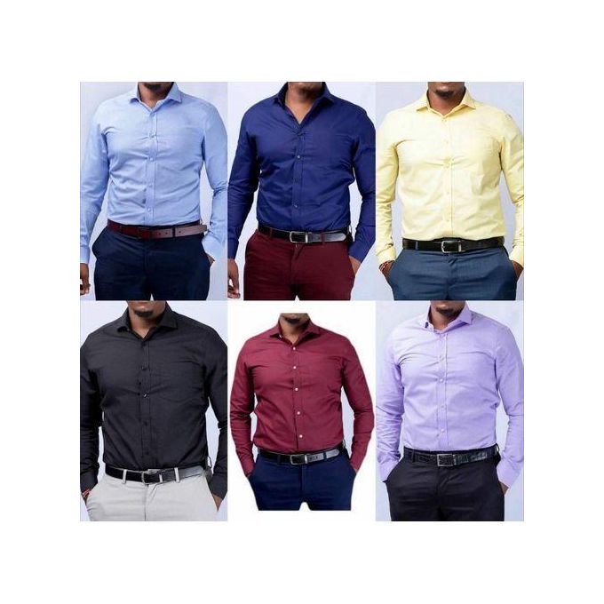 5-Pack Men’s Official Cotton Long Sleeve Shirts – White, Sky Blue, Grey, Light Pink, Purple, Classic Fit, Premium Quality Fabric, Comfortable Formal Wear for Office, Business & Special Occasions
