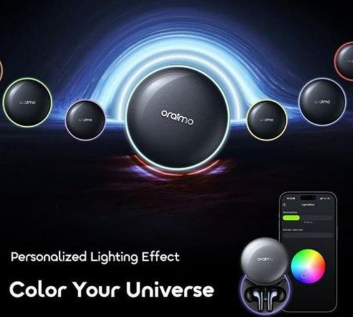 Oraimo spacebuds 2 Ai smart 45 hrs playtime true wireless earbuds featuring AI translation,voice prompts,infinite light effects and smart remote control