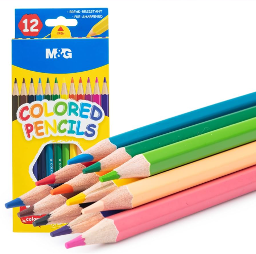 M&G Hexagon Colored Pencils - 12 Vibrant Colors (Set of 12) | Professional Art & School Supplies - AWP34365