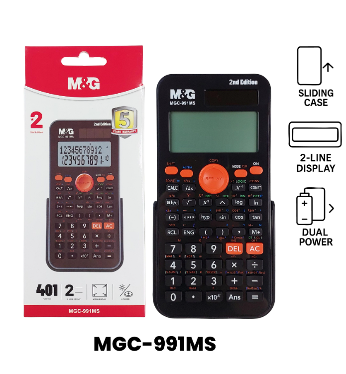 M&G 401 Functions (MGC-991MS) Scientific Calculator 2nd Edition - Dual Power Solar & Battery, Professional Math & Engineering Tool (ADG981K2).