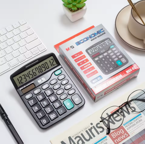 M&G Economic Desktop Calculator (MGC-02) - Dual Power Solar & Battery, Large Display for Home, Office & Retail (ADG98766)